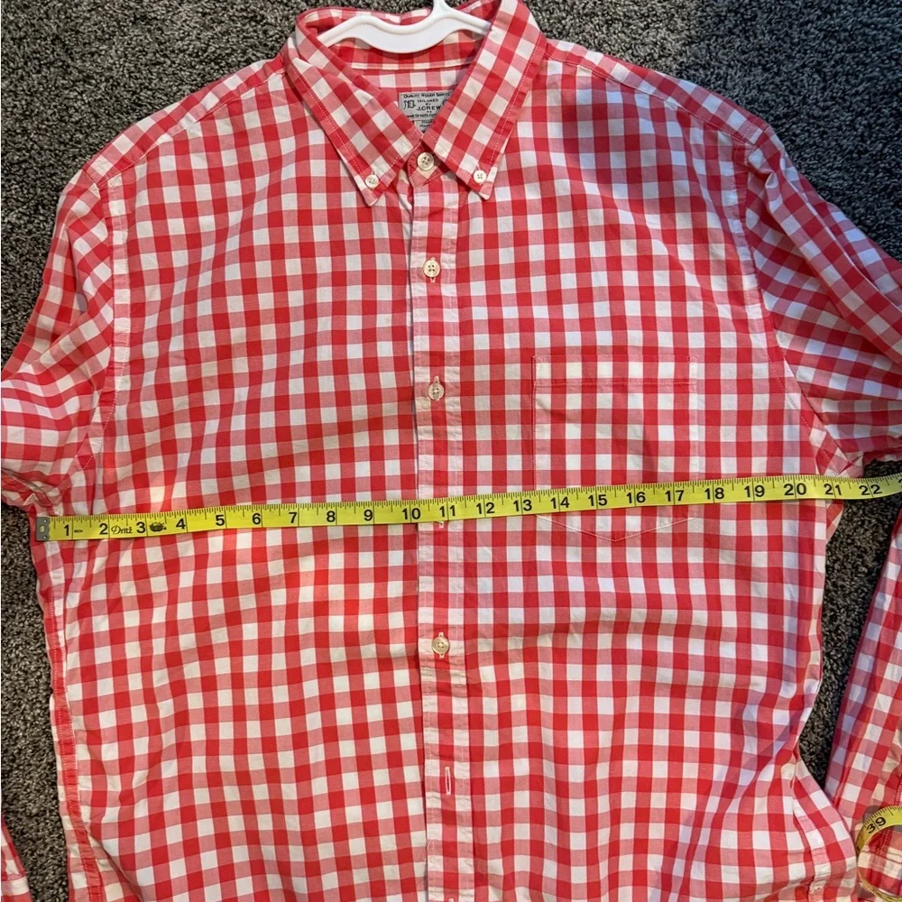 J. Crew Red and White Checkered Men's Shirt
